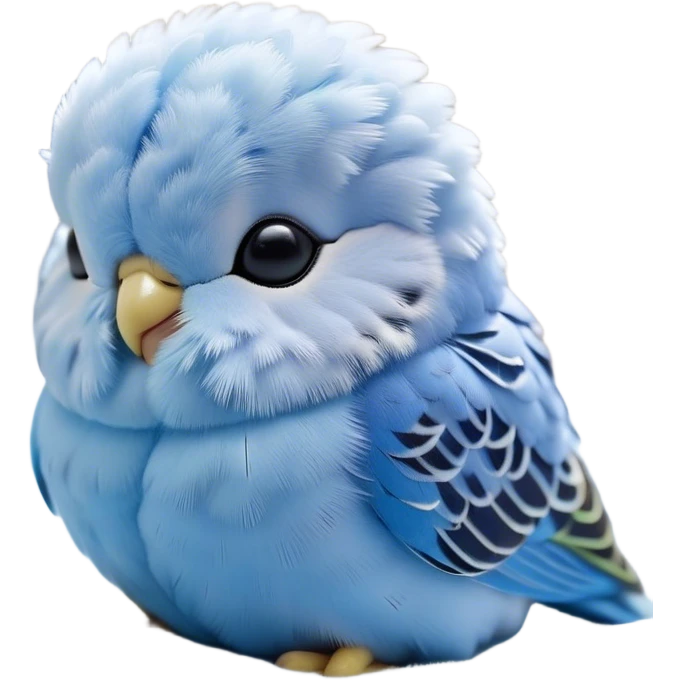 Meme-Worthy Cute Sleeping Blue Budgie Portrait Emoji, Head resting peacefully with a contented smile, showcasing a petite, delicate build and a luxuriously soft blue feathered fur, eyes shut in a serene nap, Simplified yet hilariously adorable features, highly detailed, glowing with a soft, drowsy light, high shine, relaxed and utterly lovable, stylized with an air of playful laziness, bright and heartwarming, soft glowing outline, capturing the essence of a comically sleepy budgie, so meme-worthy it feels like it could instantly become the next viral sensation of adorable slumber! emoji