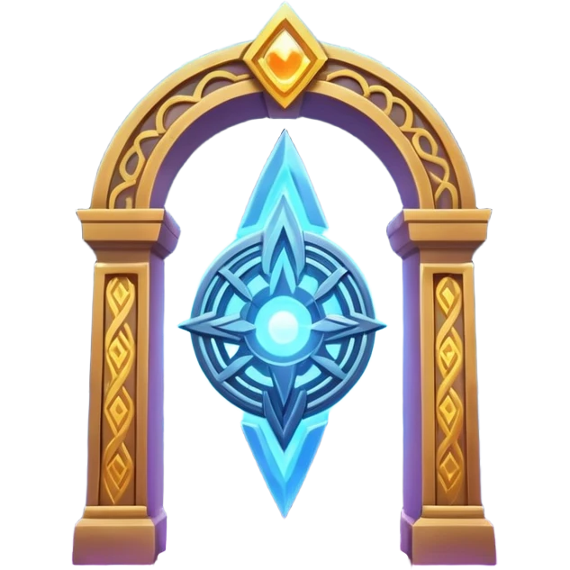 universe gate object icon, gigantic cosmic portal doorway, swirling galaxy energy inside, glowing starry aura, mystical space runes, fantasy sci-fi style, 3D cartoon, mobile game icon style, centered, clean background, no text, no watermark emoji