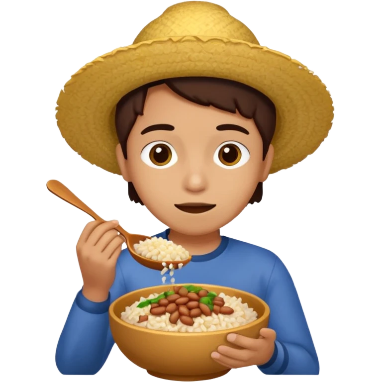 Create a person having lunch. Not a sandwich. Rice, beans and chicken. emoji