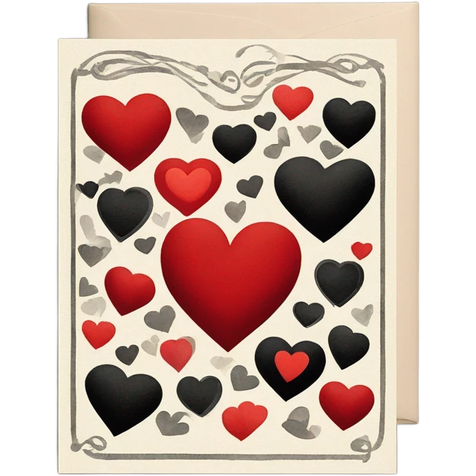 vintage valentine’s day card black red emoji