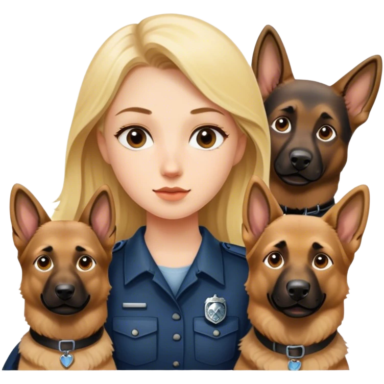 Blonde girl with two German shepherds emoji