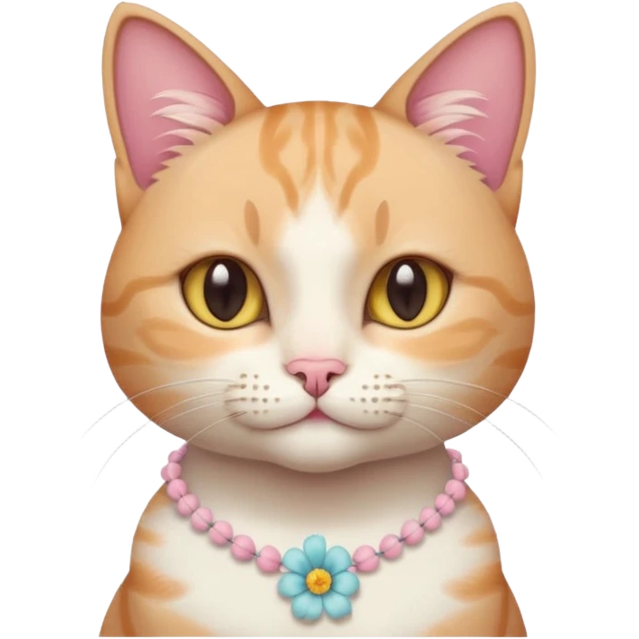 A cute cat with pastel flower necklace, posing proudly. emoji