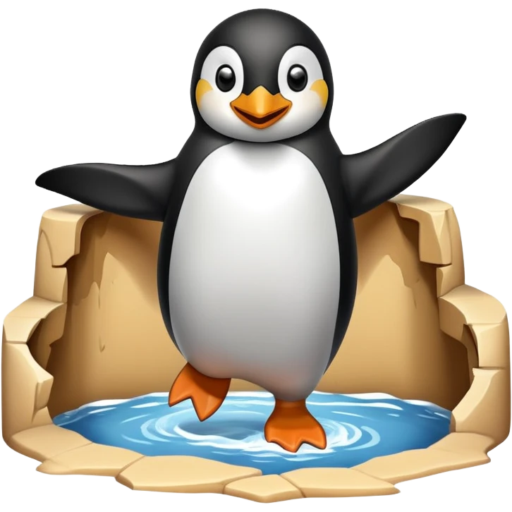 çukura atlayan ve ben kaçtım yazan bir penguen emoji