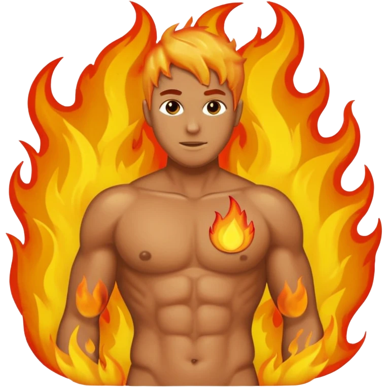 Male torso with left nipple on fire emoji