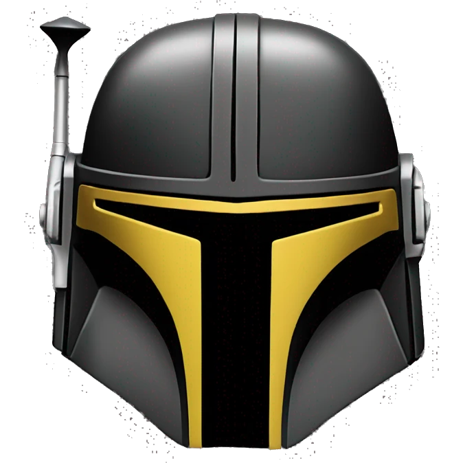 black and yellow mandalorian helmet with antenna emoji