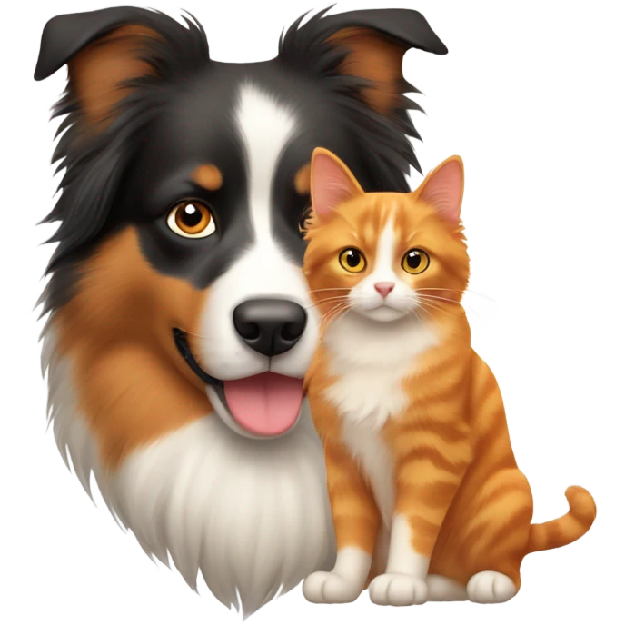 orange cat and australian shepherd  emoji