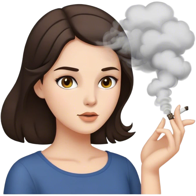 brunette woman with smoke blowing out of her head emoji
