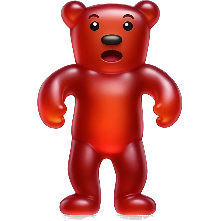 one isolated red jelly gummy bear full body emoji