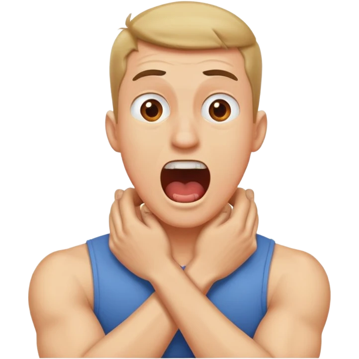 Guy screaming with his arms crossed around his neck emoji