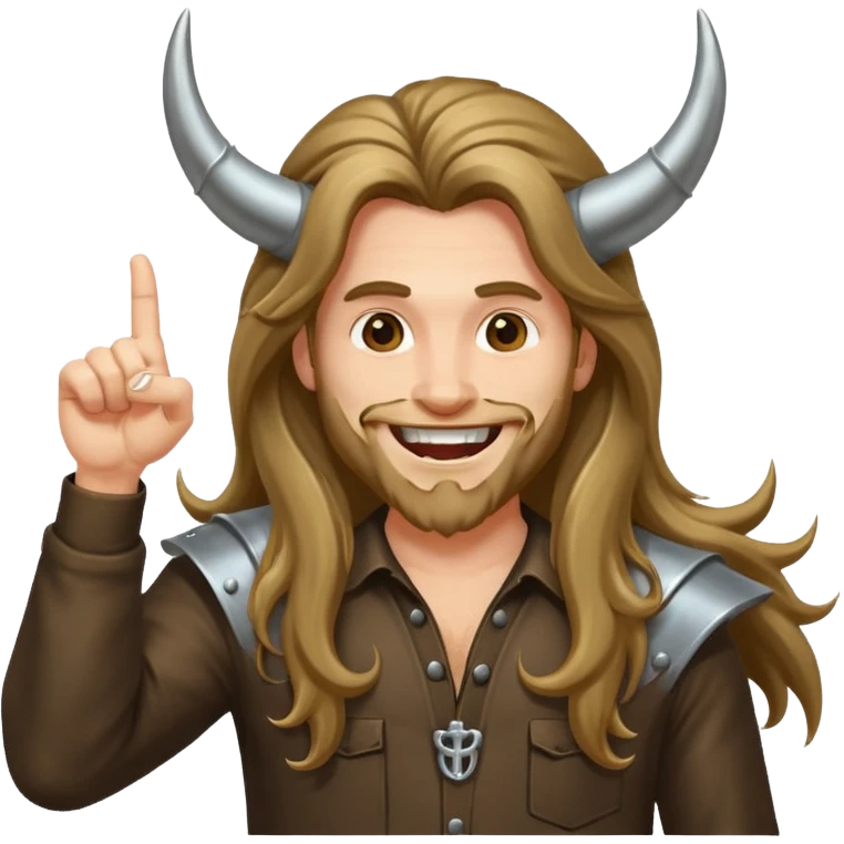 Long haired guy throwing up metal horns emoji