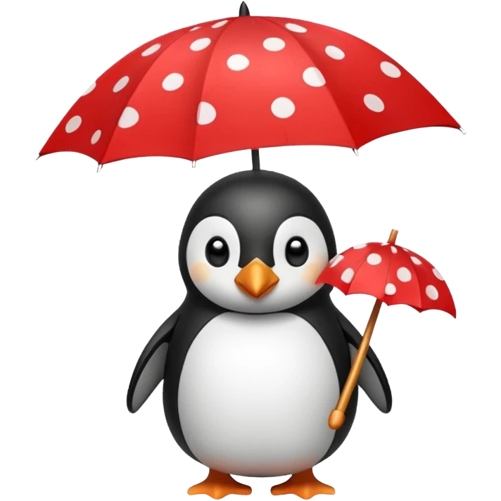 Penguin with red polka-dot umbrella emoji