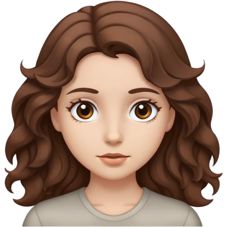 Girl with grey eyes and brown wavy hair emoji