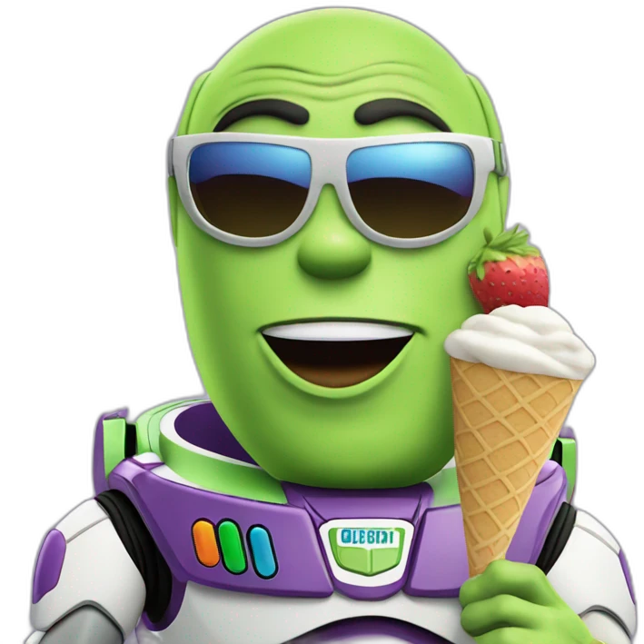 buzz lightyear with sunglasses eat icecream emoji