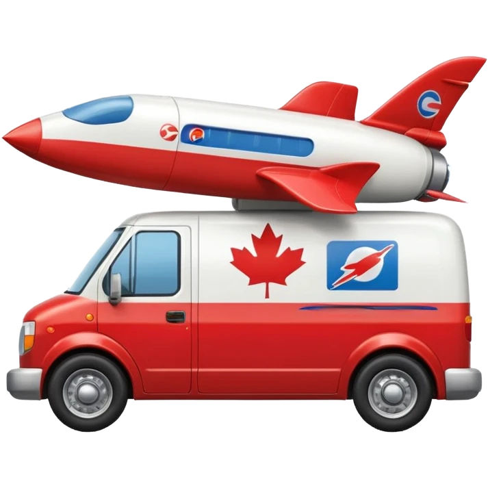 Racing car style Canada post delivery van with rocket jets emoji