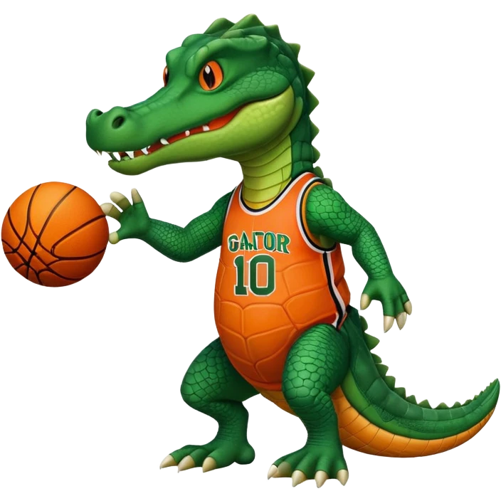 Gator shooting a basketball emoji