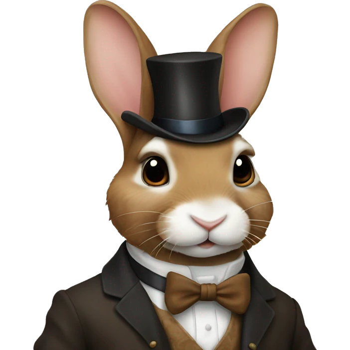 Brown mini Rex bunny as a distinguished gentleman ￼ emoji