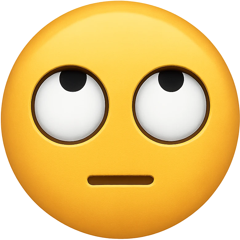 yellow face with rolling eyes emoji, digital illustration, no background emoji