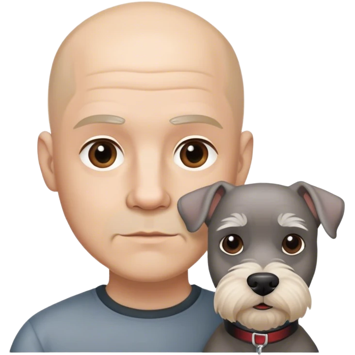 Bald man with no wrinkles with a schnauzer emoji