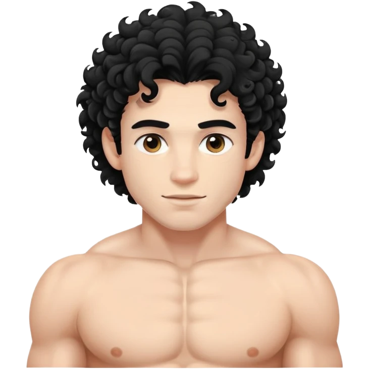 shirtless male athlete with white skin and curly black hair emoji