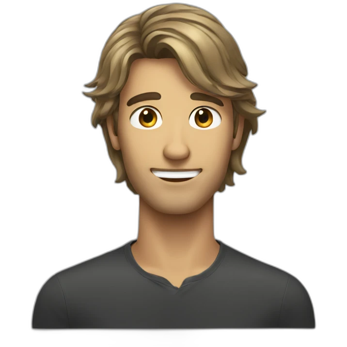 handsome face with long haircut head emoji