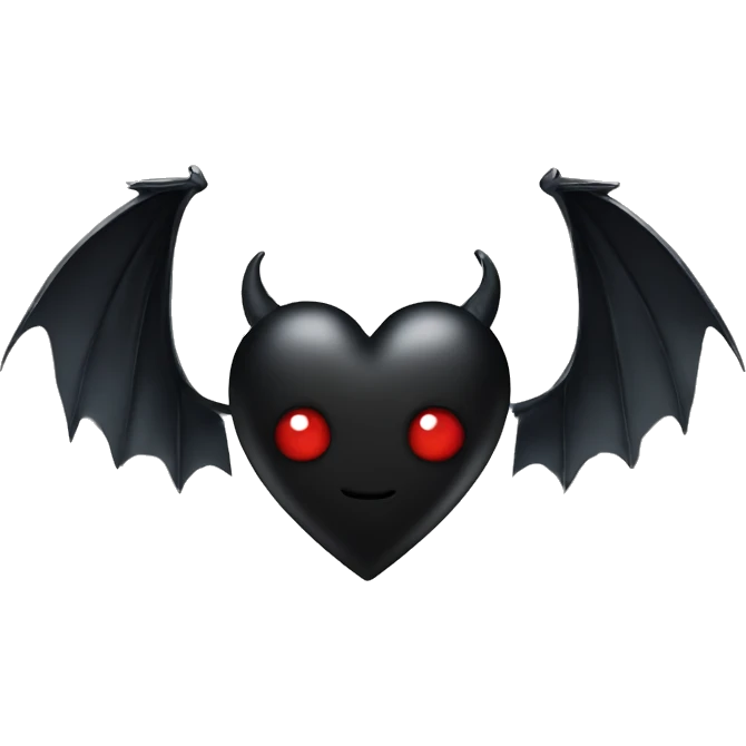Black heart with devil horns and wings emoji