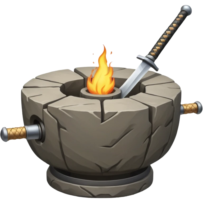 A Japanese stone forge with a sword emoji