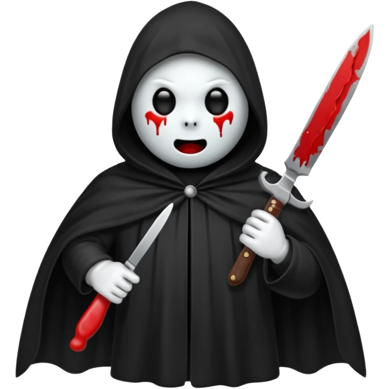 make a ghost face emoji with a cloak on and a bloody knife from the movie scream emoji