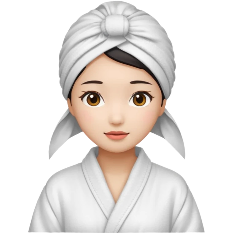girl aesthetic emoji, asian beautiful make up white Bathrobe + towel Headscarf emoji