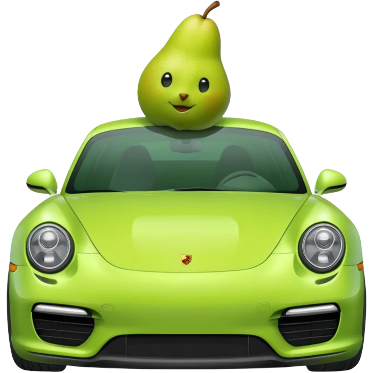 plain pear in a porshce withe black rims emoji