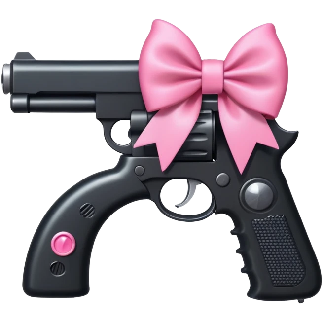 a black gun with a pink bow emoji
