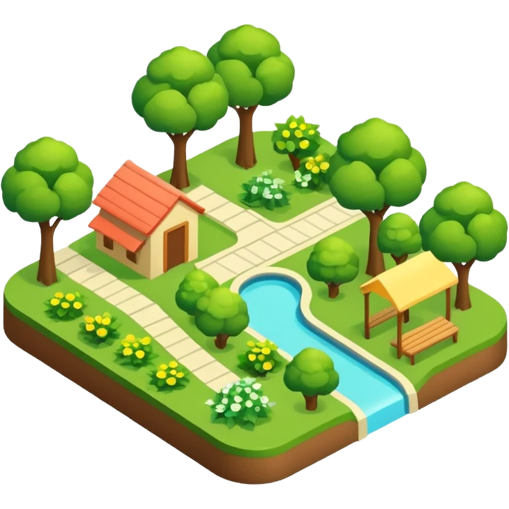Green vacation park isometric exterior emoji
