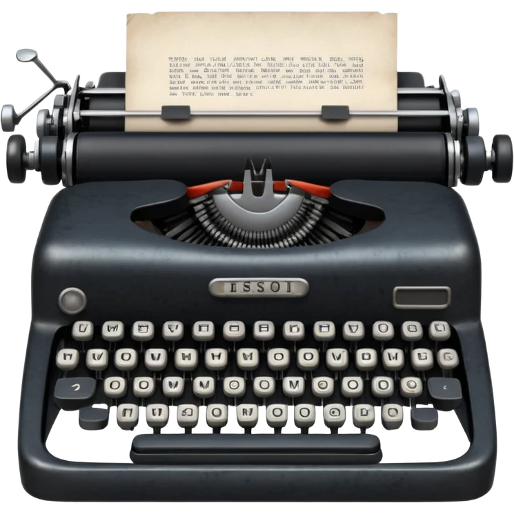 old mechanical typewriter with keys and paper. emoji