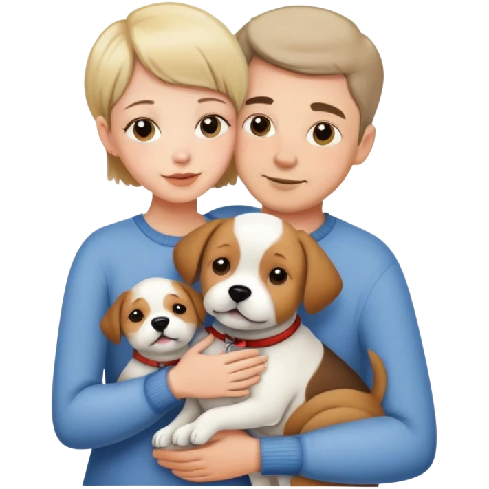 a shorthair girl with husband hugging a dog emoji