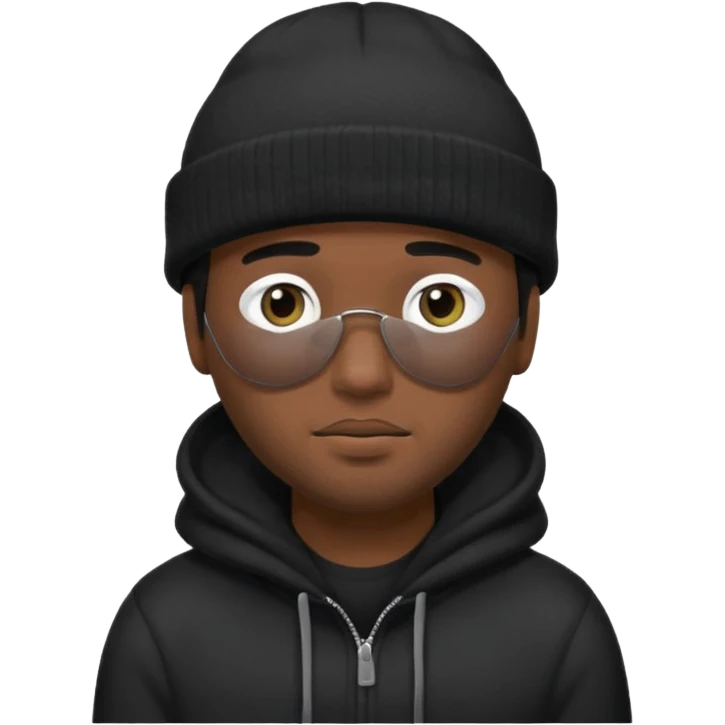 Hispanic man with black beanie hat that covers his eyes  emoji