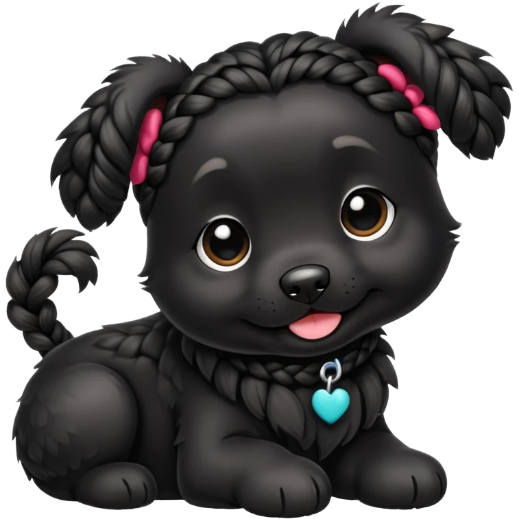 Black puppy with braids emoji