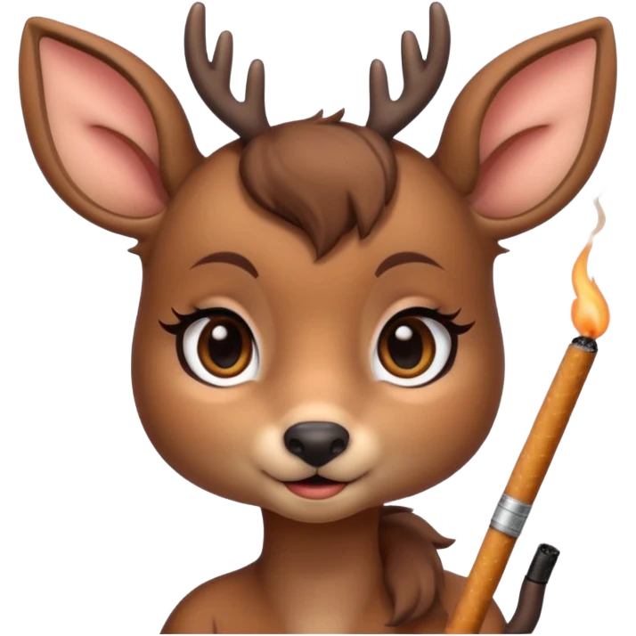 Cute female deer with cigarette with a bow bigger eyes bigger eyeliner and eyelash emoji