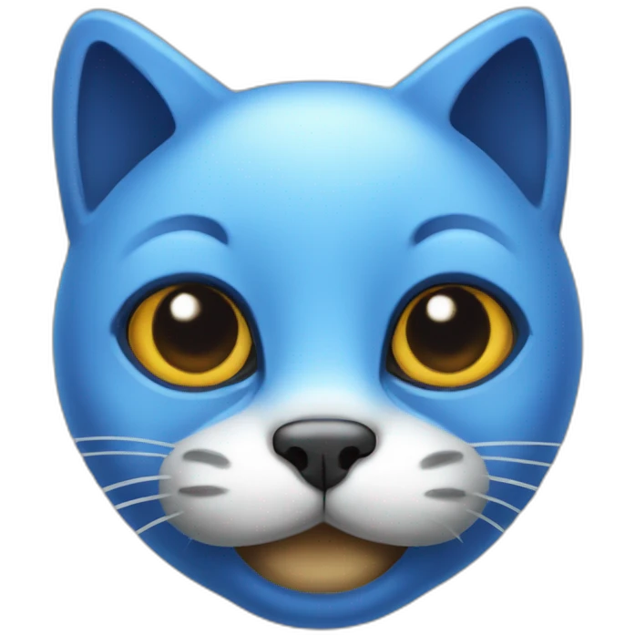 blue-cat face with mashroom on head and full black eyes emoji