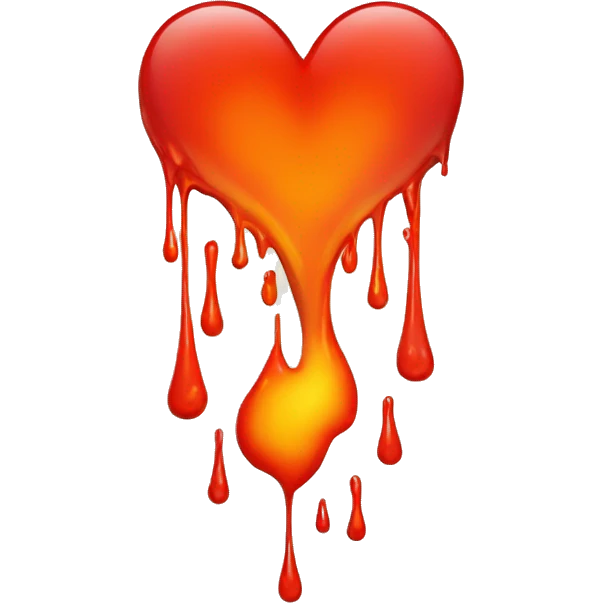 bleeding red heart shape glowing red-orange emoji