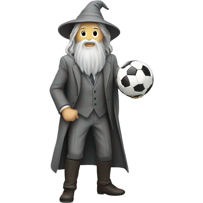 gandalf playing soccer wearing a suit emoji