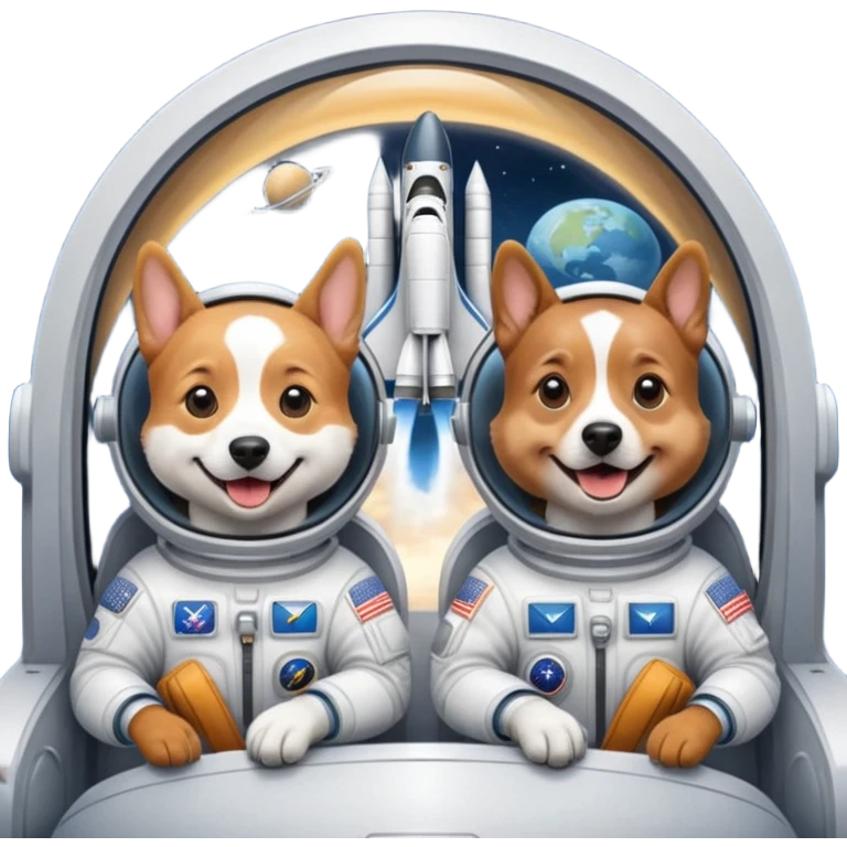 dogs flying space shuttle emoji