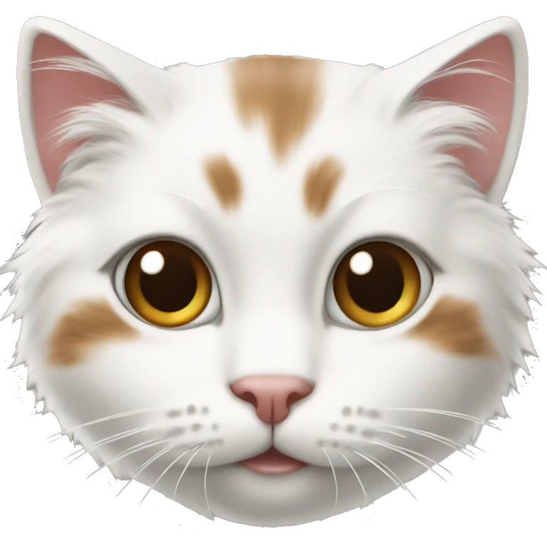 Fluffy white cat with brown tabby on upper part of face emoji