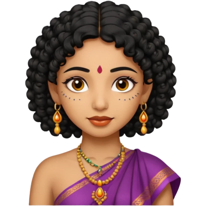 Indian fat girl south Indian curly short black hair tan emoji