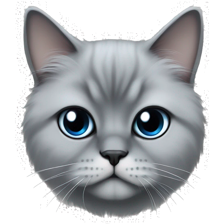 Blue eyed grey Persian cat with black ears emoji