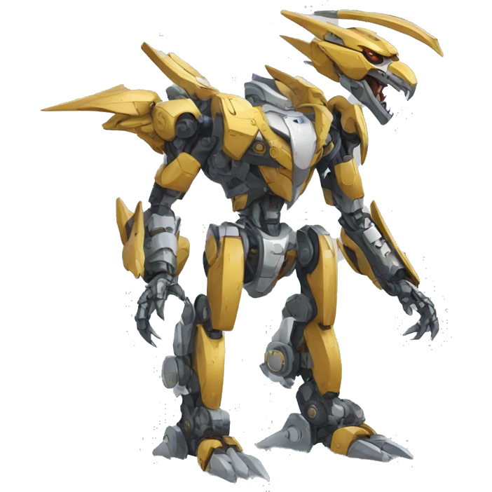 a futuristic mechanical spiky Medabot-raptor-dragon-mecha full body emoji