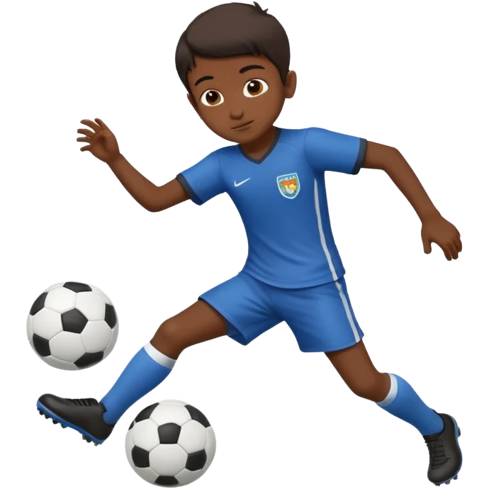 small Indian boy kicking a soccer ball emoji