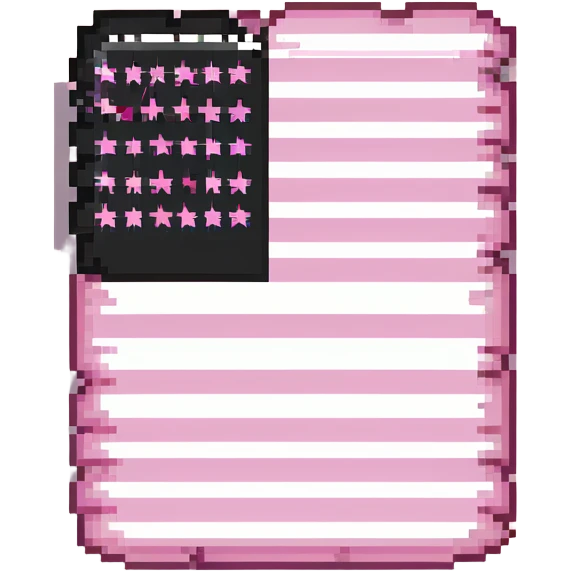 American flag with pink replacing the red, white stars on light pink background emoji
