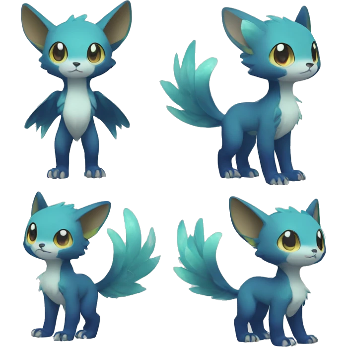 Cute cool shiny fantasy animal hybrid Fakemon full body emoji