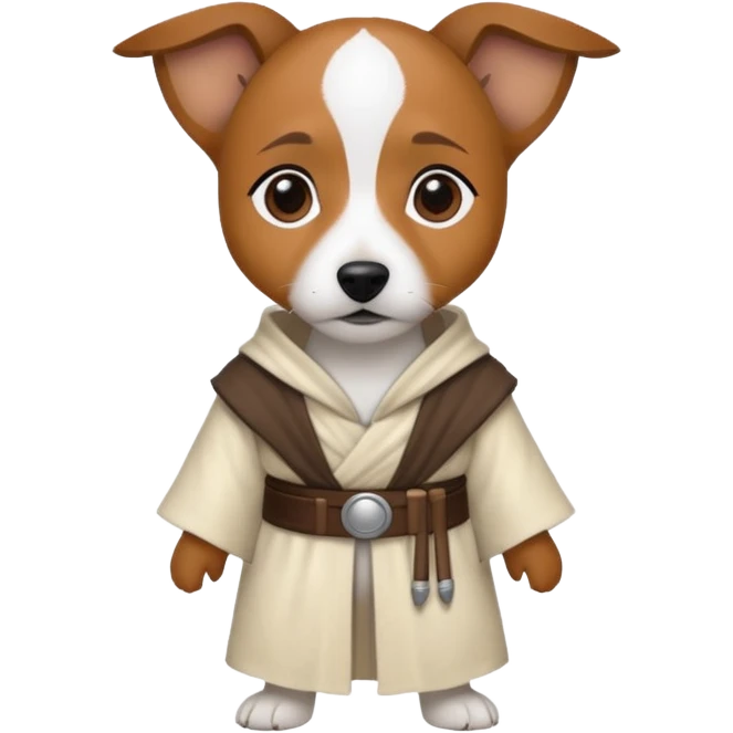 Jack Russell terrier brown spot on left eye/ ear and white the rest of the body as Jedi emoji