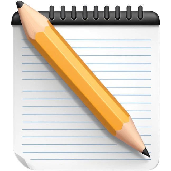 Minimalistic flat vector icon, iOS style, thin black contour on white background. Pencil with sketch lines on paper. No text, no shadows. emoji
