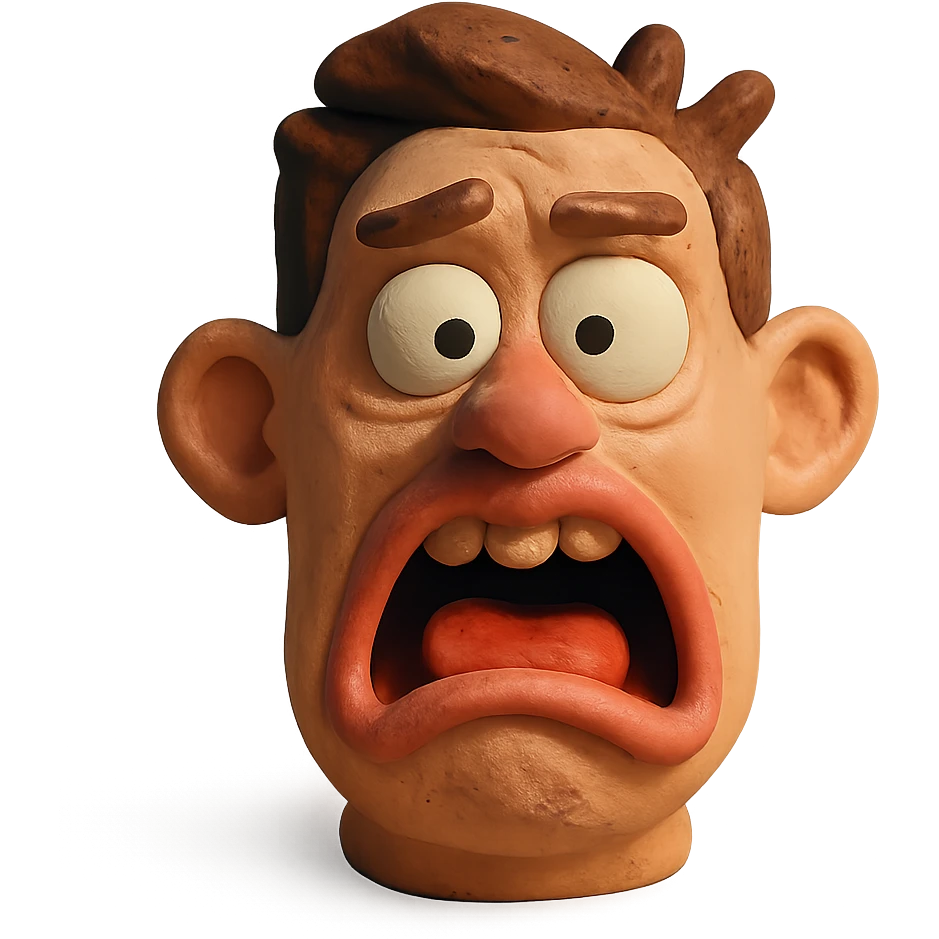 surprised and disgusted face in claymation style emoji